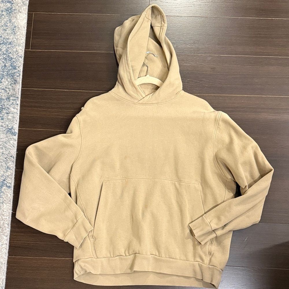LULULEMON Men's Steady State Beige Hooded Pullover Sweatshirt - Picture 4 of 5